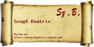 Szegő Beatrix névjegykártya